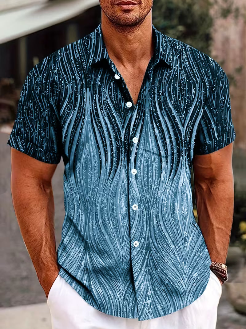 Klenn - Camisa de Manga Corta Con Estampado Degradado y Botones