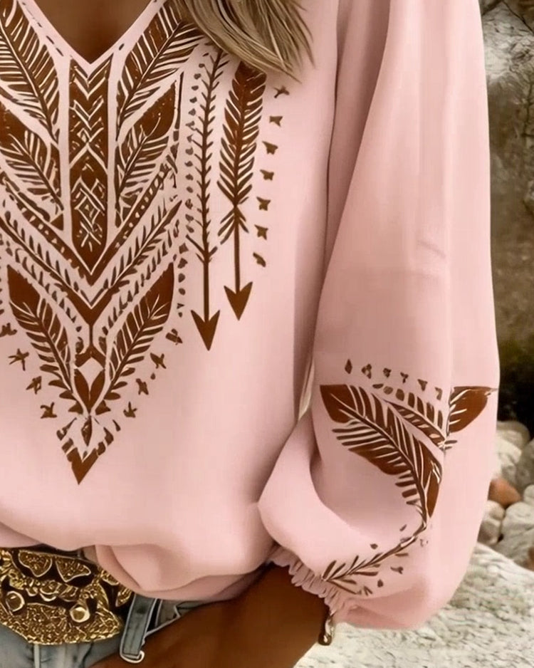Grazina | Blusa Holgada Estampada con Cuello V
