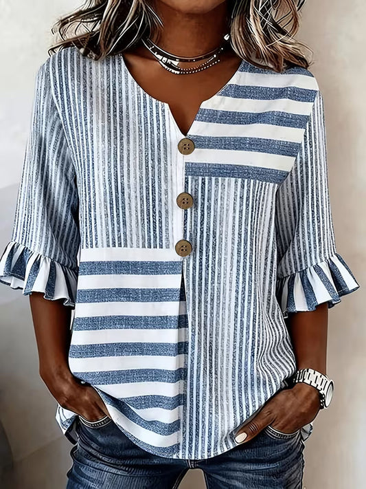 Avyra | Blusa de rayas con mangas acampanadas