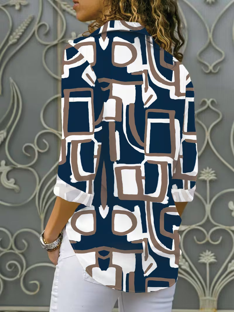 Vespia | Camisa de Botones con Estampado Geométrico