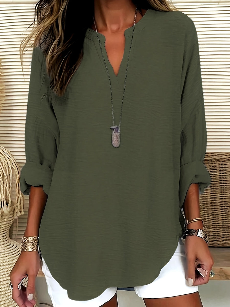 Shawna | Blusa Holgada de Manga Larga Cuello V