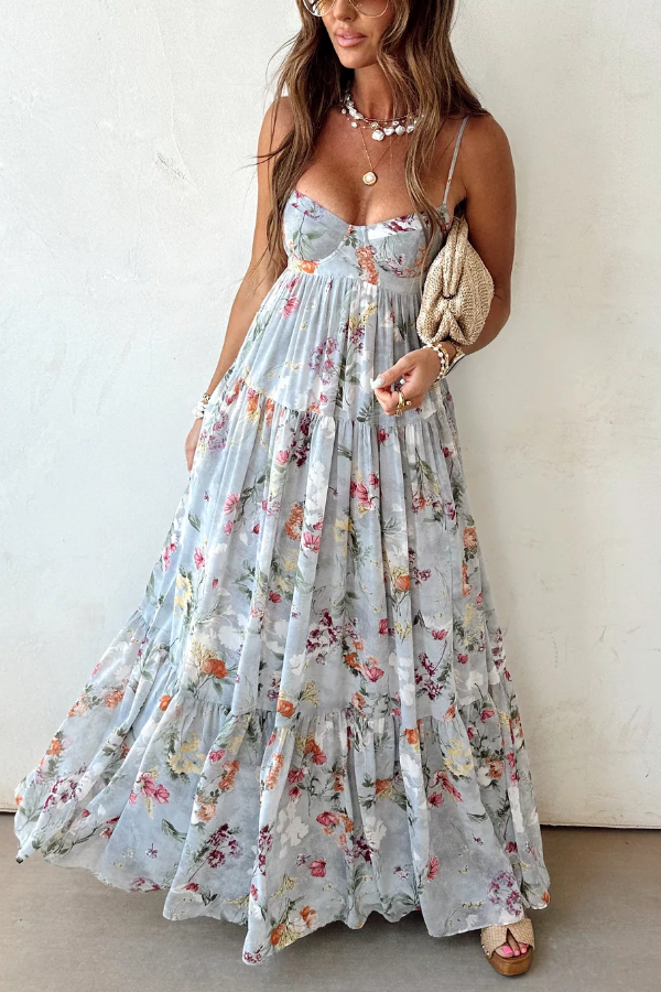 Samadhi – Vestido Maxi sin Mangas | Vestido Maxi Floral para Mujer