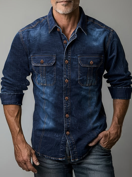 Dolvin | Camisa Lavada Con Doble Bolsillo Frontal