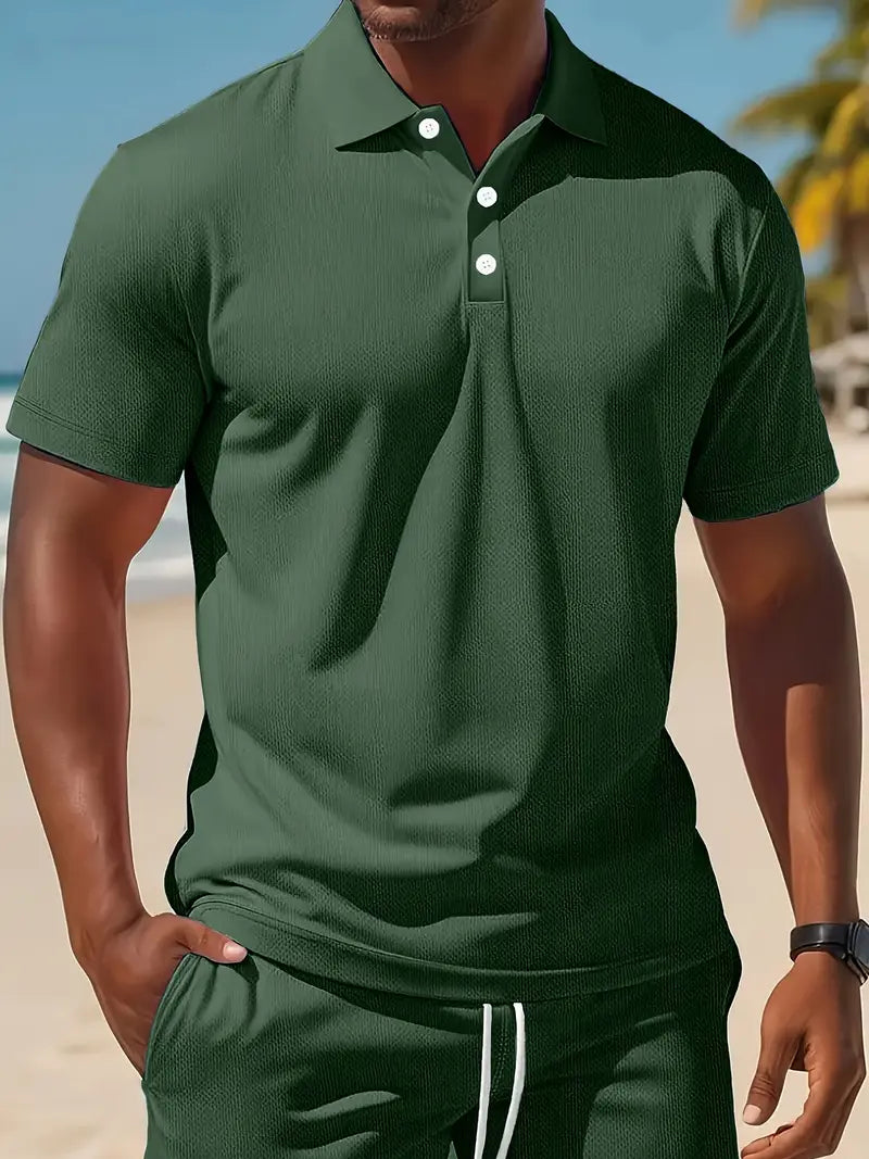 Kelvin | Conjunto De Polo Y Pantalones Cortos Con Textura