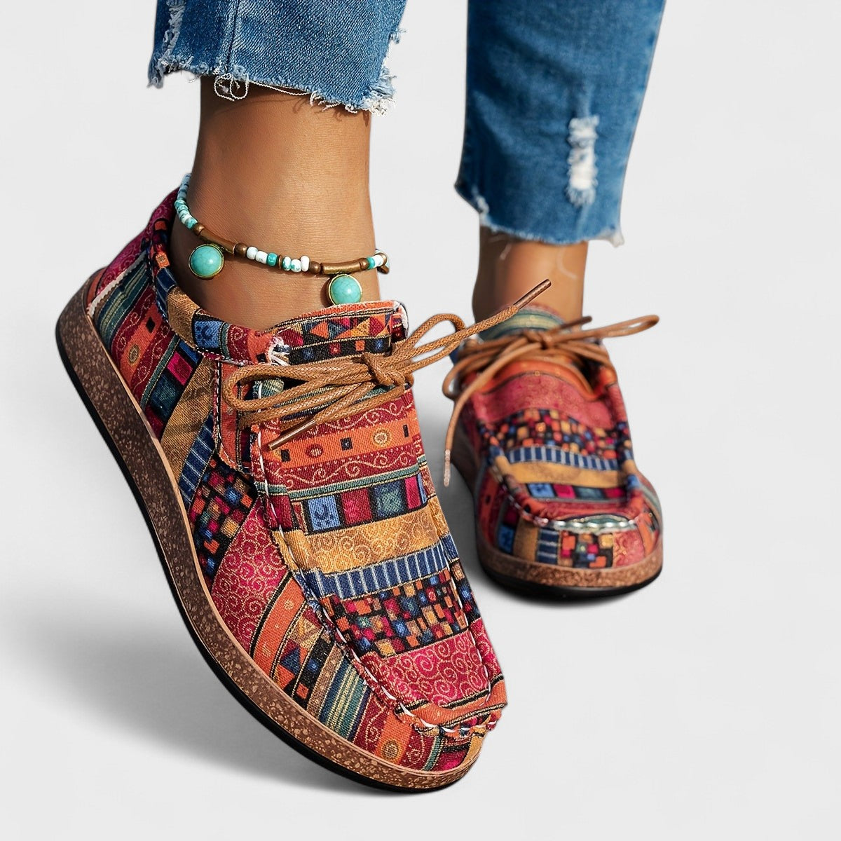 Munyika | Zapato Étnico Patchwork Plataforma Cordones Mujer
