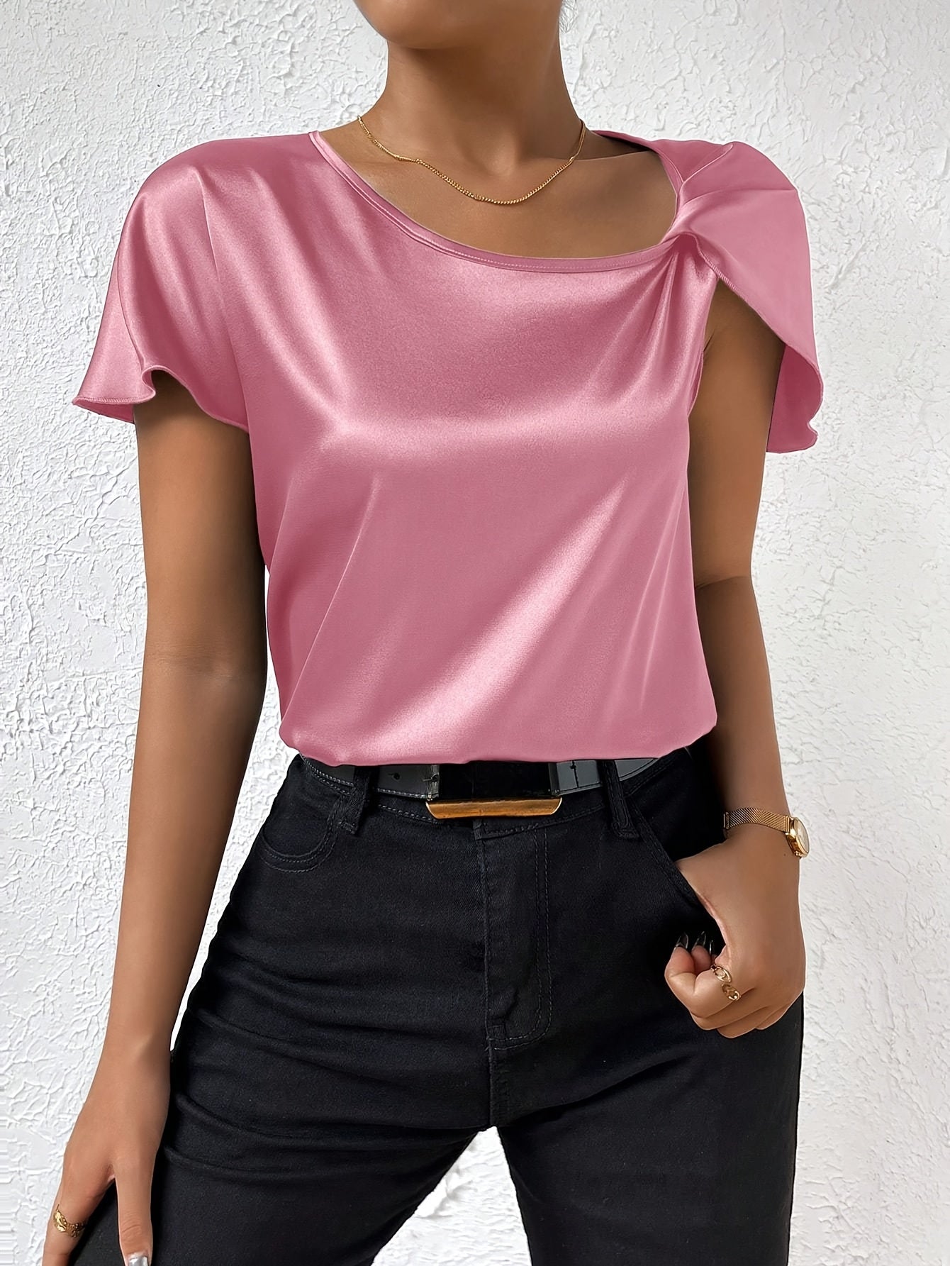 Loretta | Blusa Con Efecto Satén Y Mangas Con Volantes