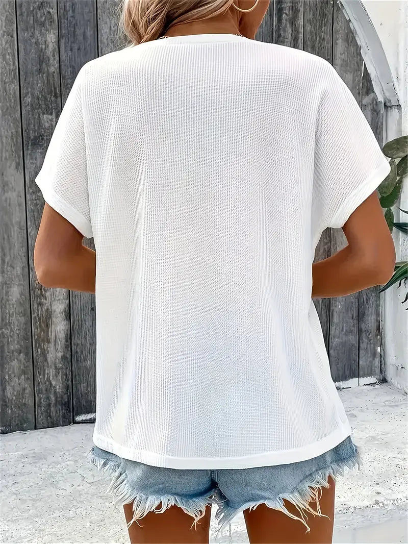 Marylou | Camiseta de Manga Corta Cuello Redondo y Botones