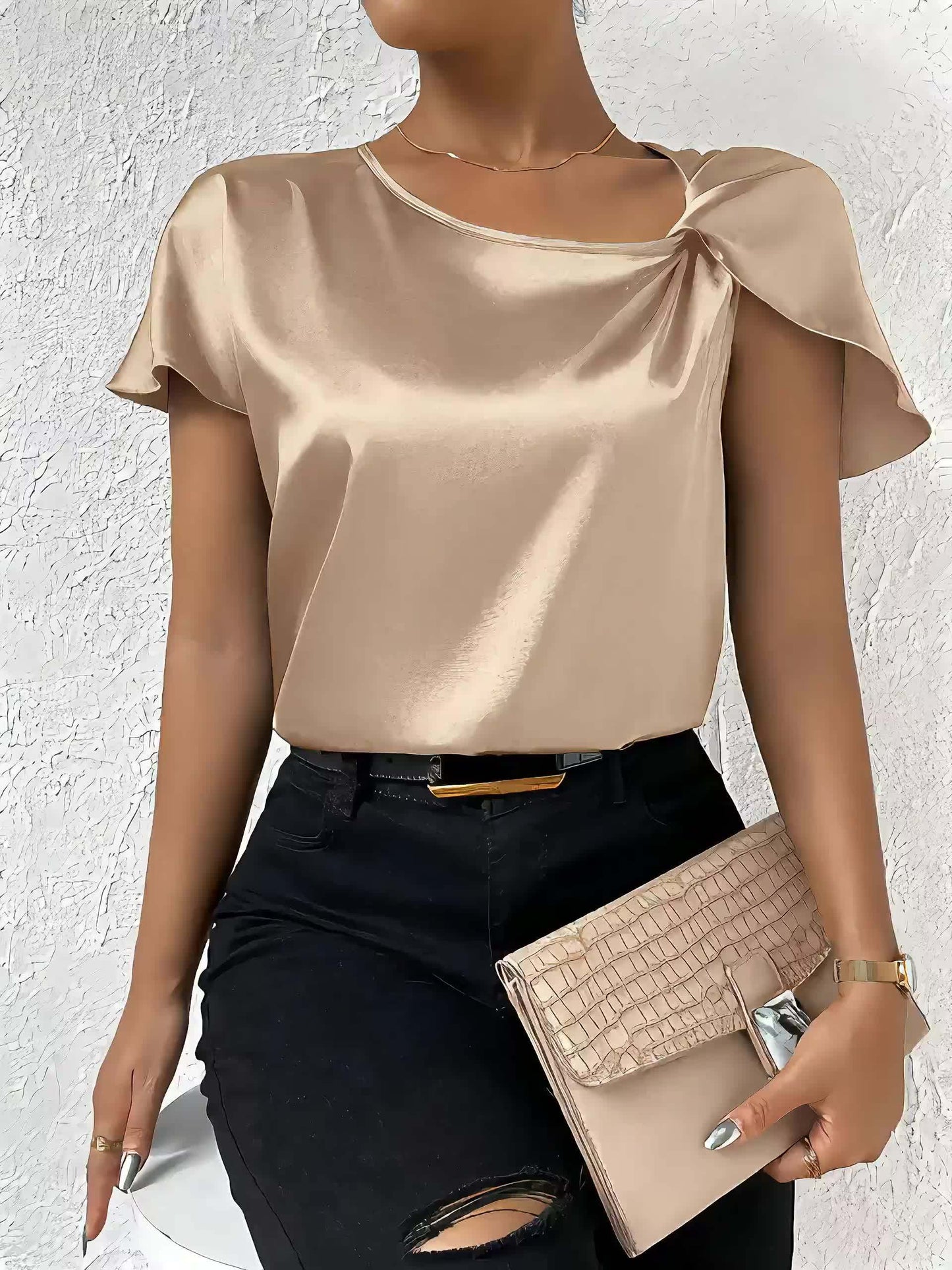 Loretta | Blusa Con Efecto Satén Y Mangas Con Volantes