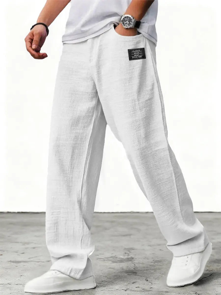 Lushan - Pantalones Sueltos Rectos Con Cintura Elástica
