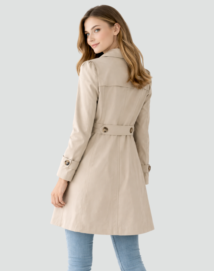 Snjezana | Abrigo de Manga Larga con Cuello Notched