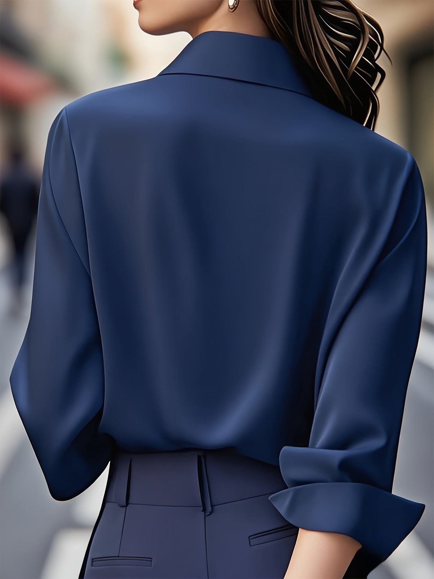 Elenochka - Blusa de Manga Larga Con Botones en la Parte Delantera