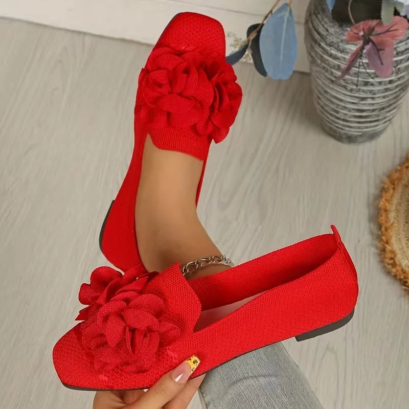 Catriona - Zapatos Planos Sin Cordones Con Punta Cuadrada Y Detalle Floral