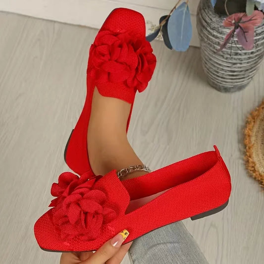 Catriona - Zapatos Planos Sin Cordones Con Punta Cuadrada Y Detalle Floral
