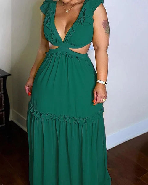 Versailles | Vestido Maxi con Volantes y Aberturas