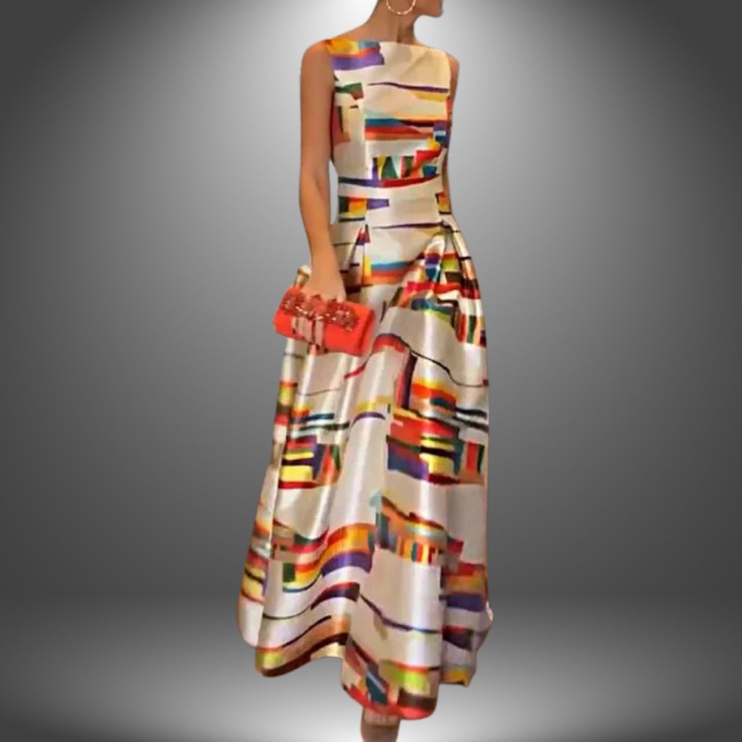 Misa | Vestido Largo Sin Mangas Con Estampado Abstracto