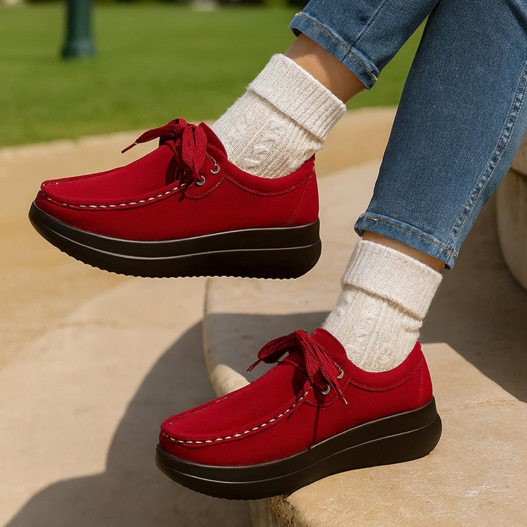 Tonja - Zapatos Cómodos Con Cordones Estilo Ante