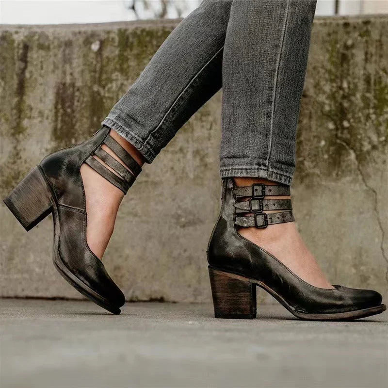 Steffie - Zapatos de Salón Con Tacón Grueso y Tiras