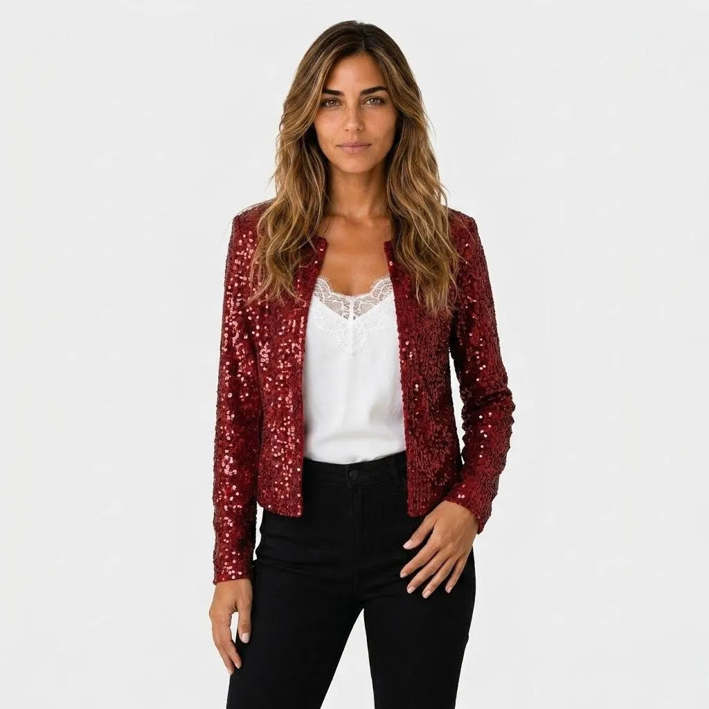 Amelia | Chaqueta con Lentejuelas y Frente Abierto