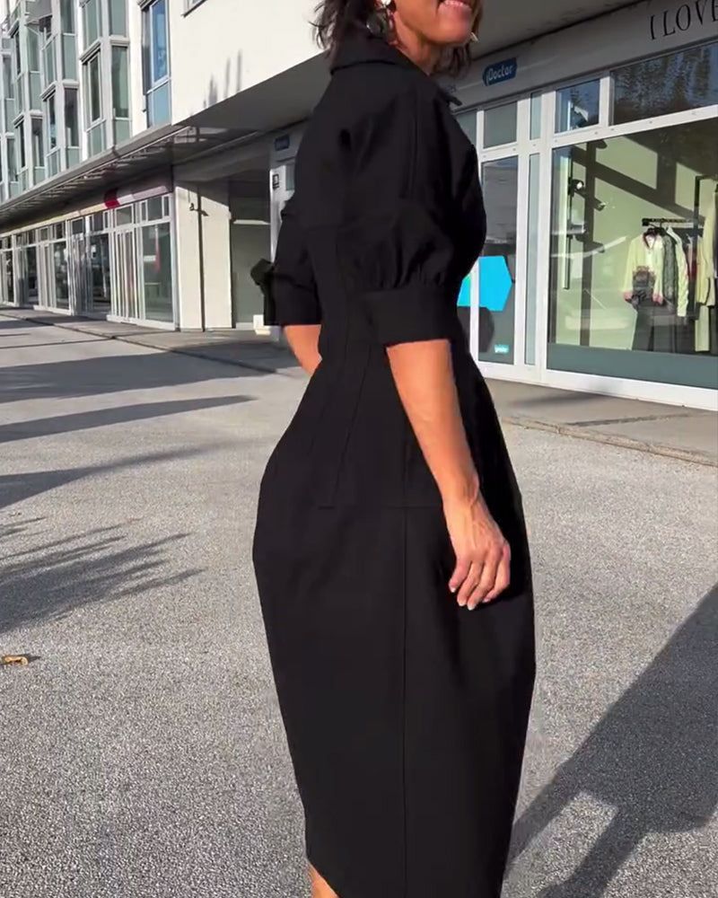 Lunya | Vestido Camisero MIDI Con Cuello