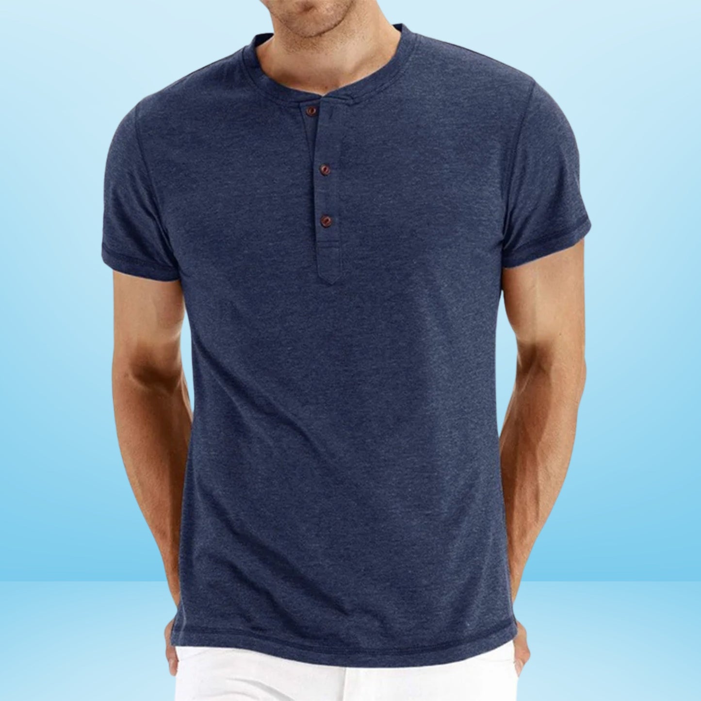 Bilgert | Camiseta Henley de Manga Corta Lisa