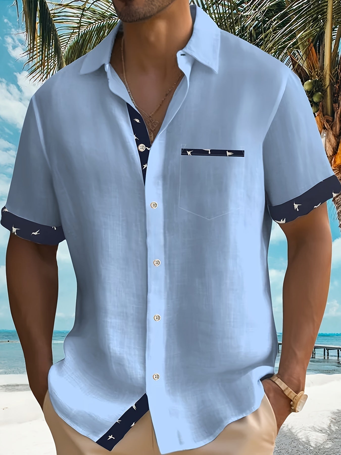 Julio - Camisa Informal de Manga Corta Con Botones en la Parte Delantera