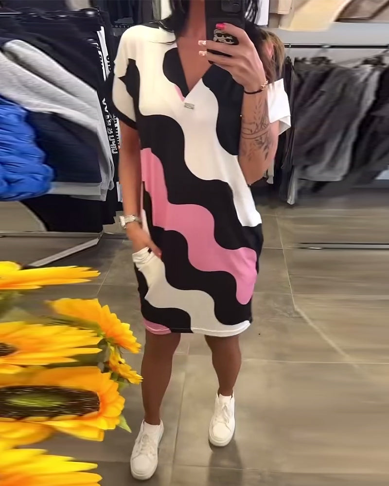 Penelope | Vestido Corto Estampado De Cuello en V