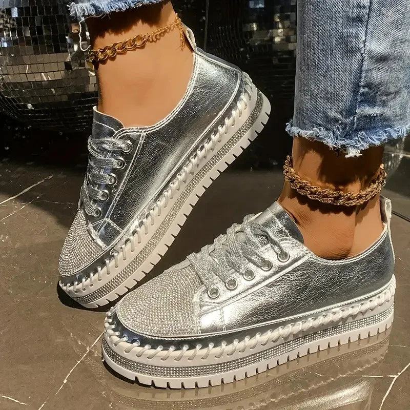 Draya | Zapatillas Bajas Con Cordones Y Pedrería
