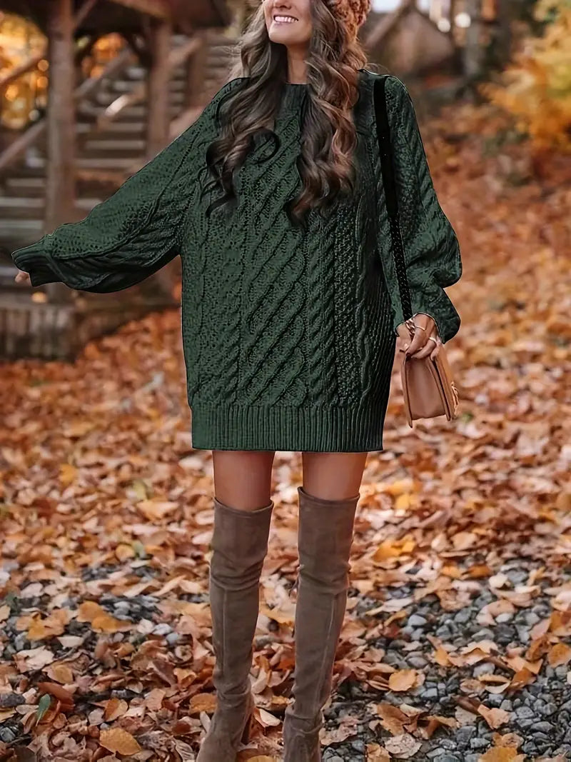 Joelle | Vestido De Punto De Trenzado De Manga Larga