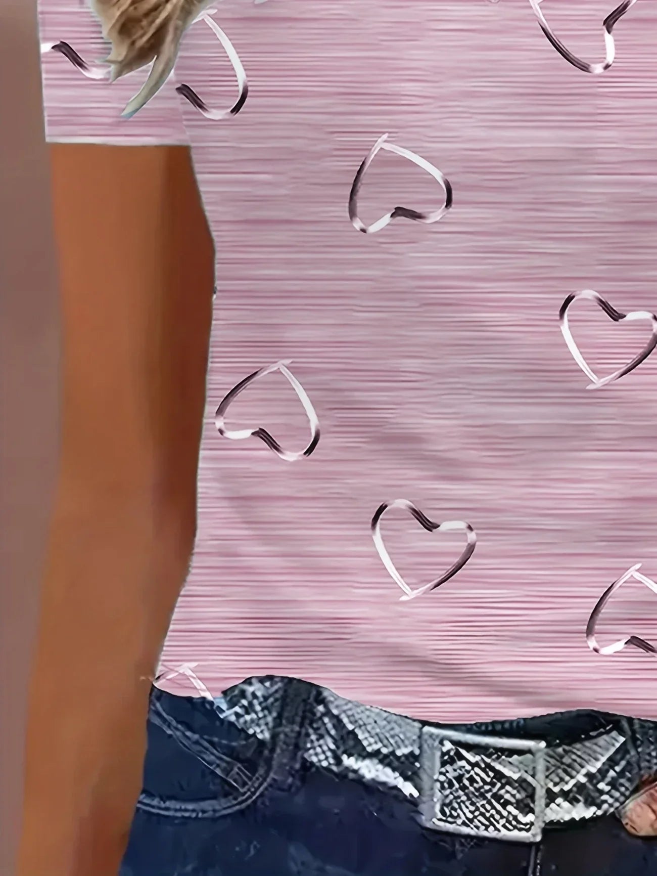 Emlyn | Top De Manga Corta Con Cuello en V Y Estampado De Corazones