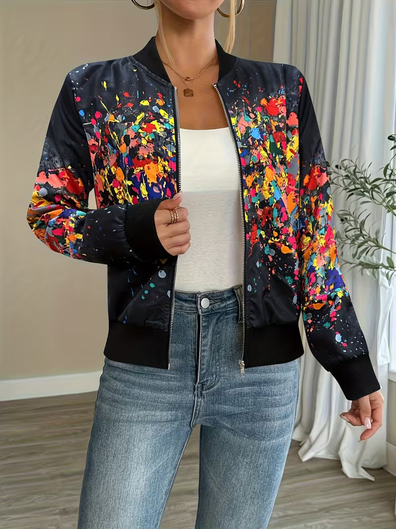 Deloova | Chaqueta Bomber con Estampado Abstracto