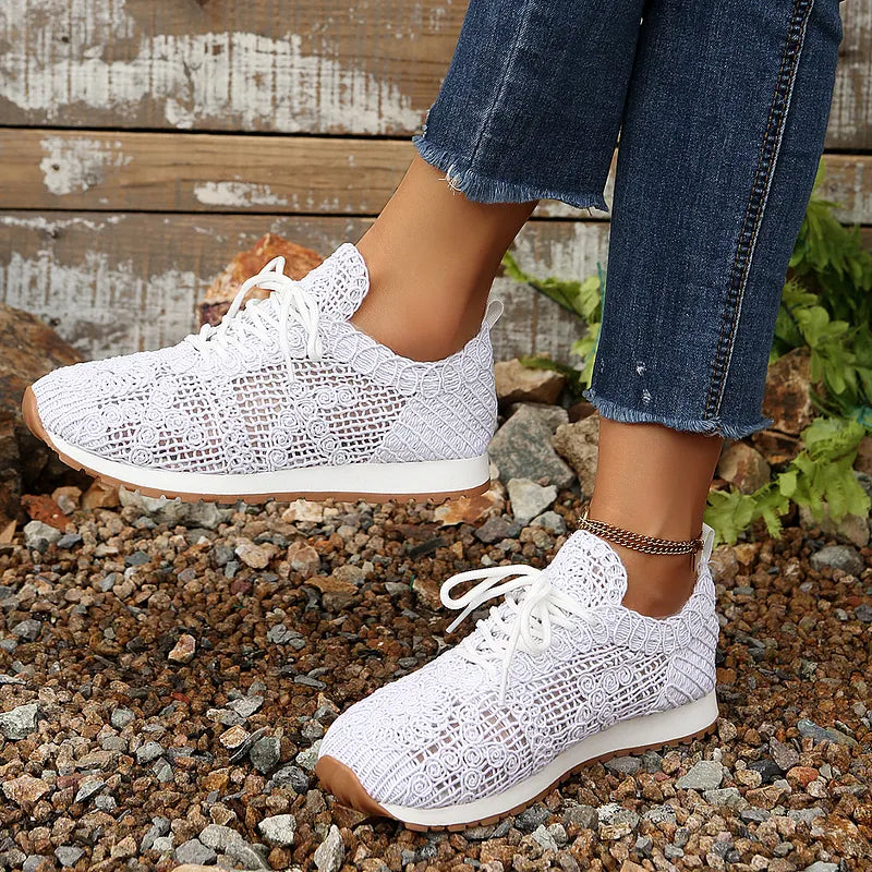 Susannah - Zapatillas Informales Transpirables con Cordones y Tejido de Punto