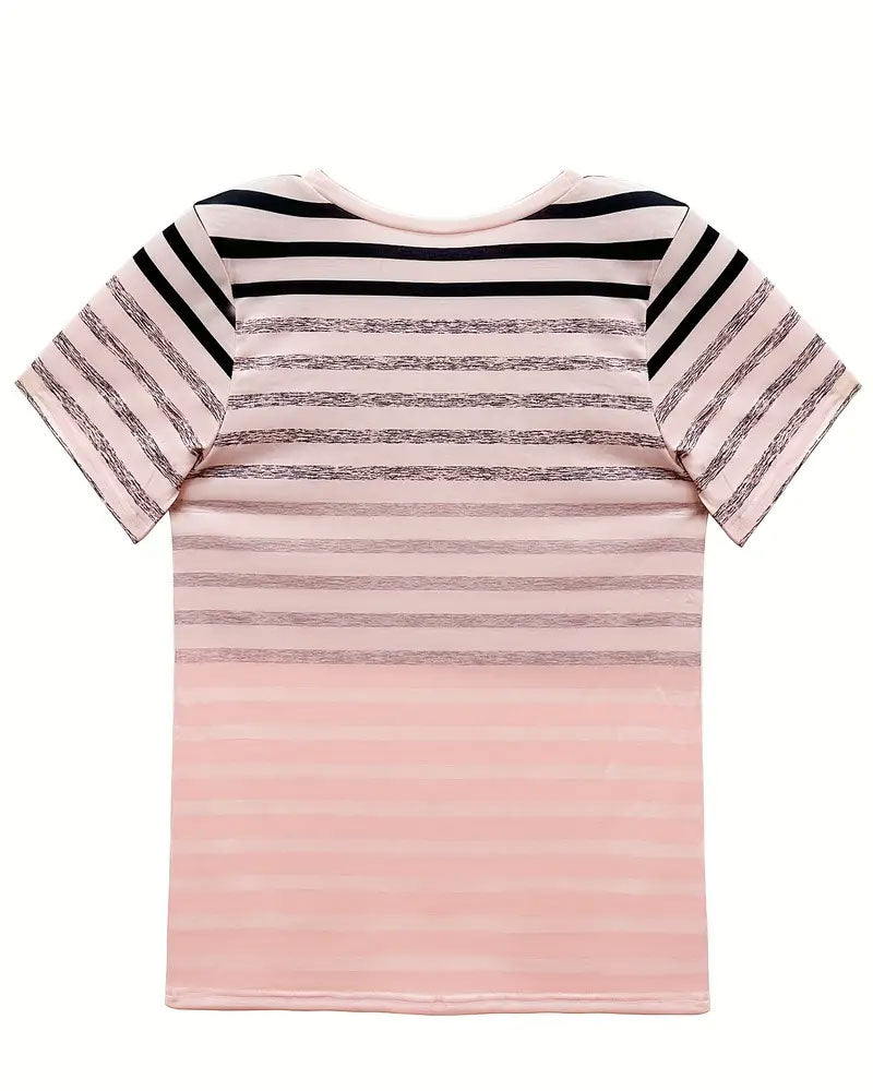 Kellie | Camiseta de Manga Corta Con Cuello Redondo a Rayas