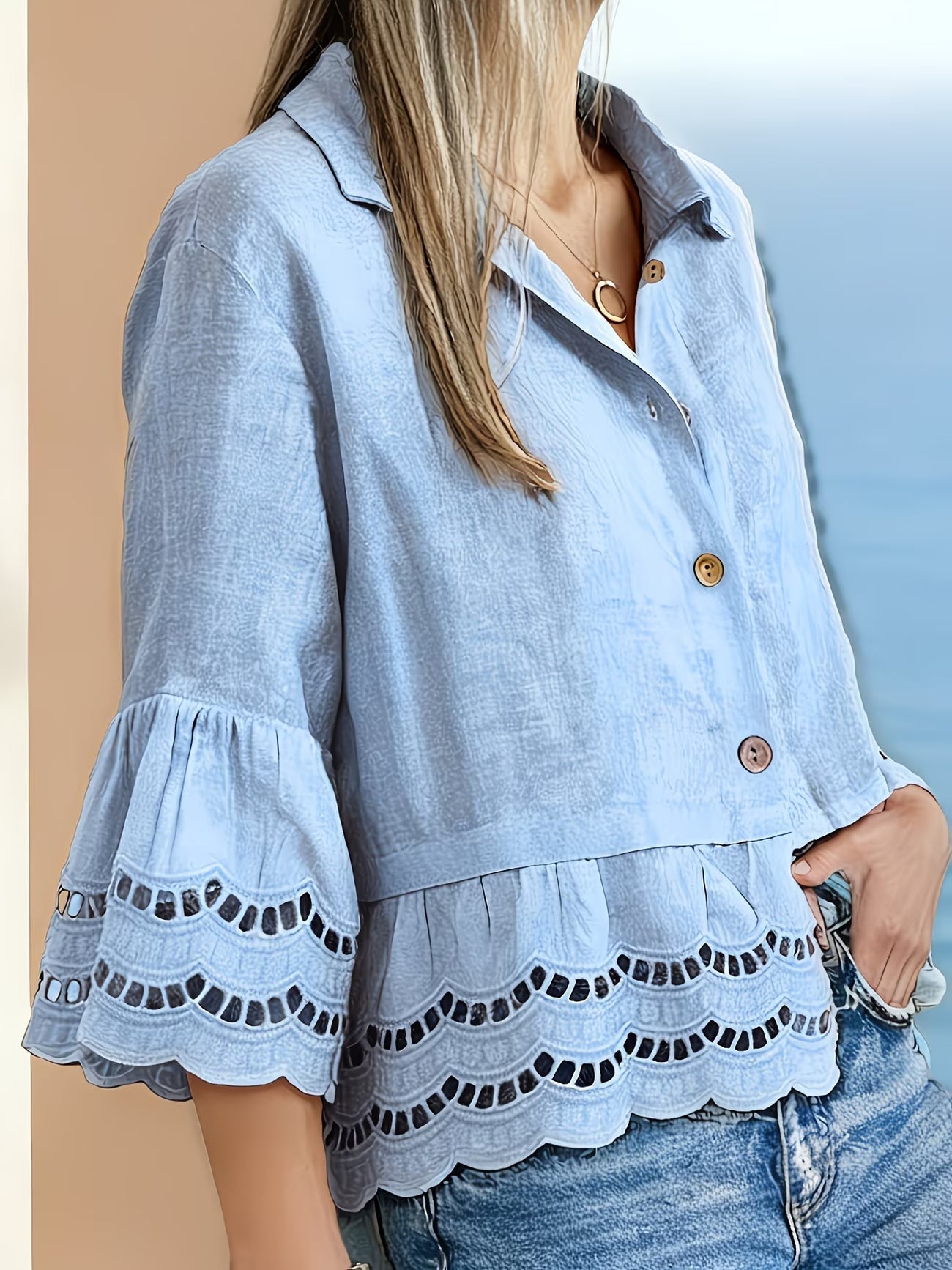 Solenn | Blusa De Manga Larga Con Volantes en El Bajo