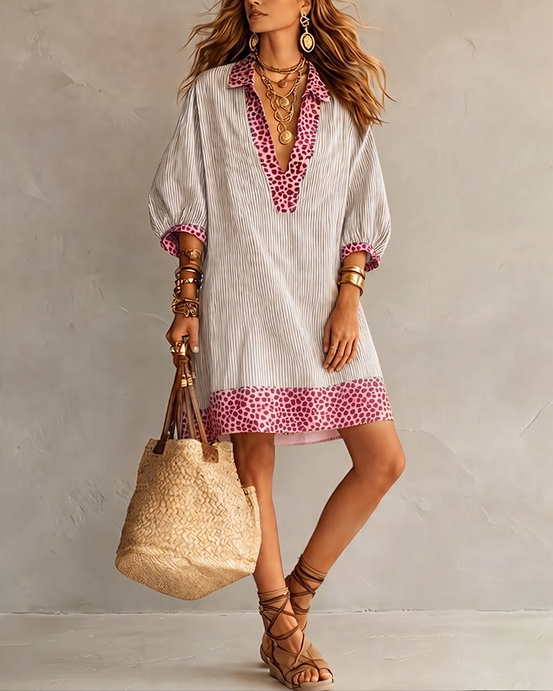 Marget | Vestido Camisero con Rayas y Manga Abullonada