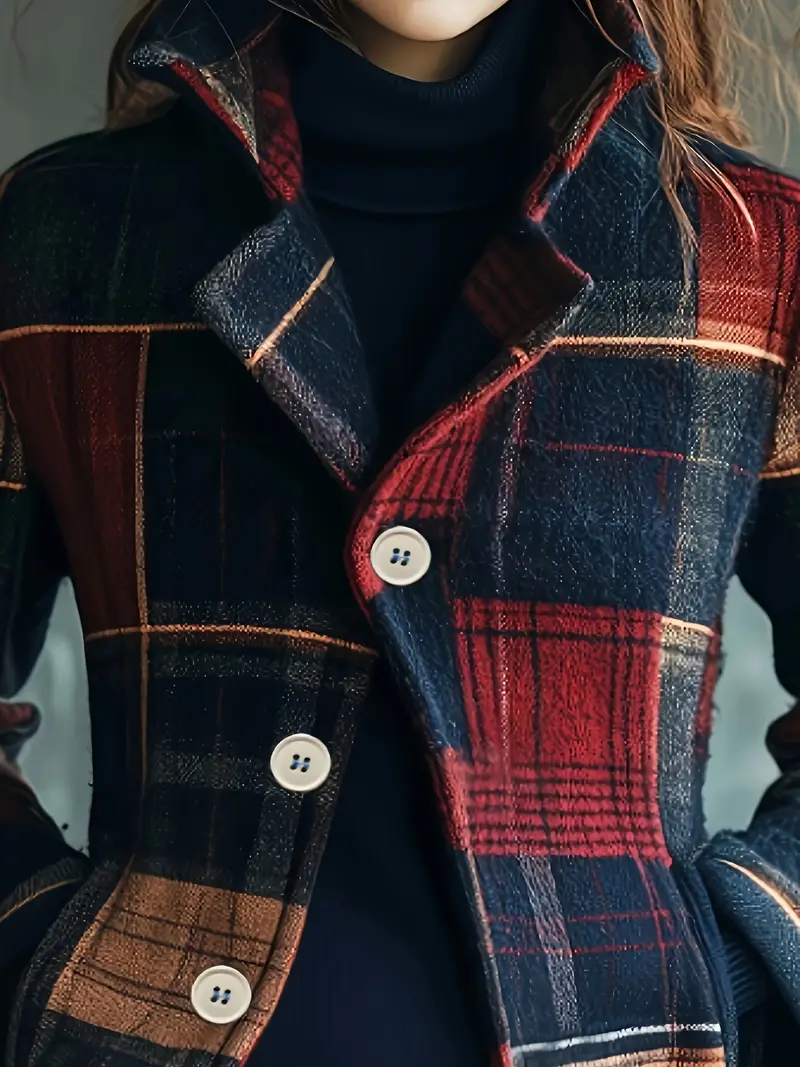 Marsai | Chaqueta De Manga Larga Con Estampado De Cuadros Y Cierre Frontal Con Botones