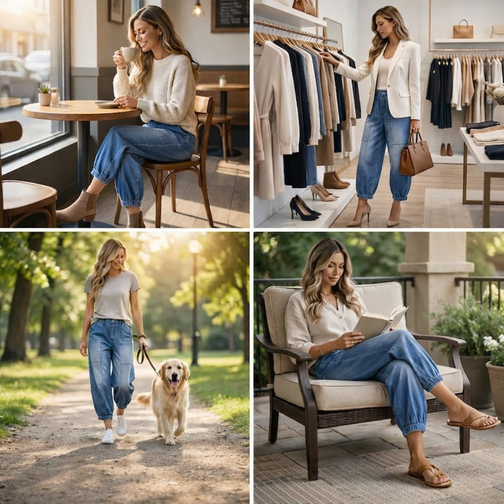 Madavi | Pantalones Vaqueros Azules de Corte Holgado