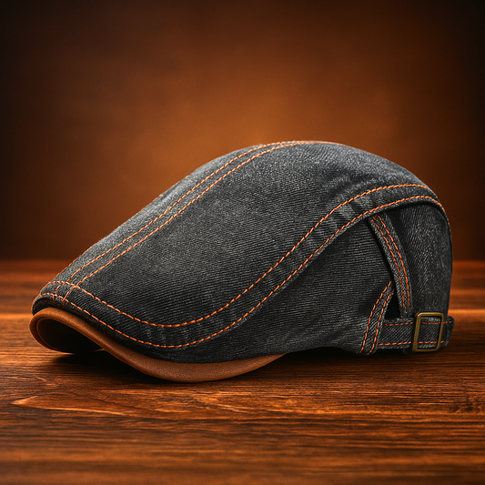 DenvaroCrest | Gorra plana de denim con costura contrastante