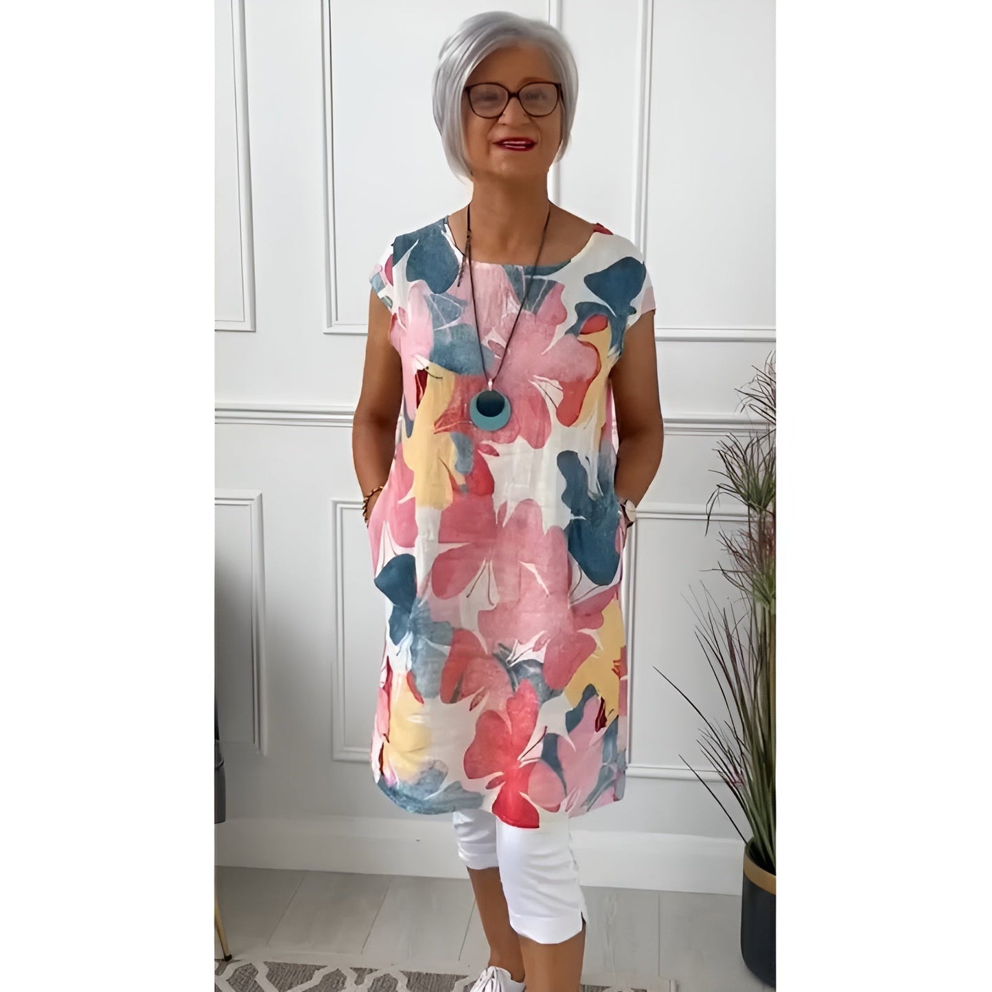 Tonya | Vestido Floral Recto Con Bolsillos