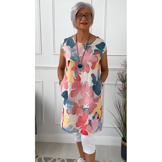Tonya | Vestido Floral Recto Con Bolsillos