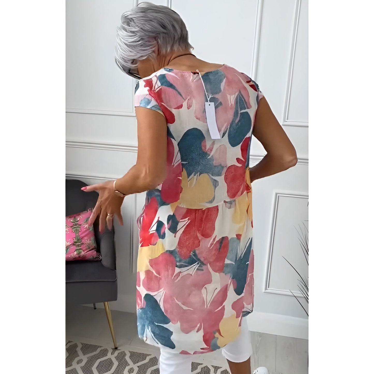 Tonya | Vestido Floral Recto Con Bolsillos