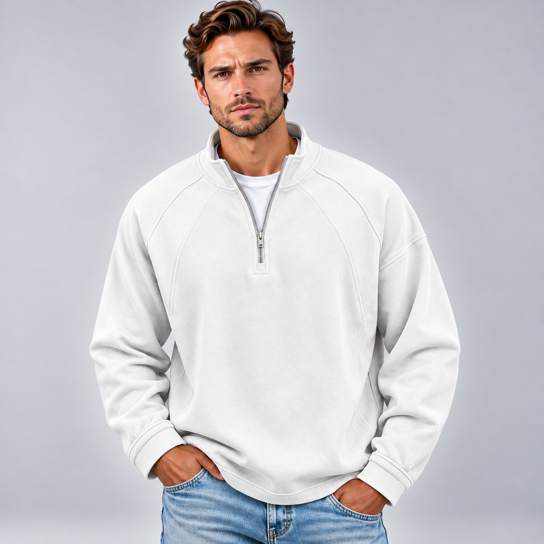 Stanislao | Sudadera con media cremallera y paneles acanalados