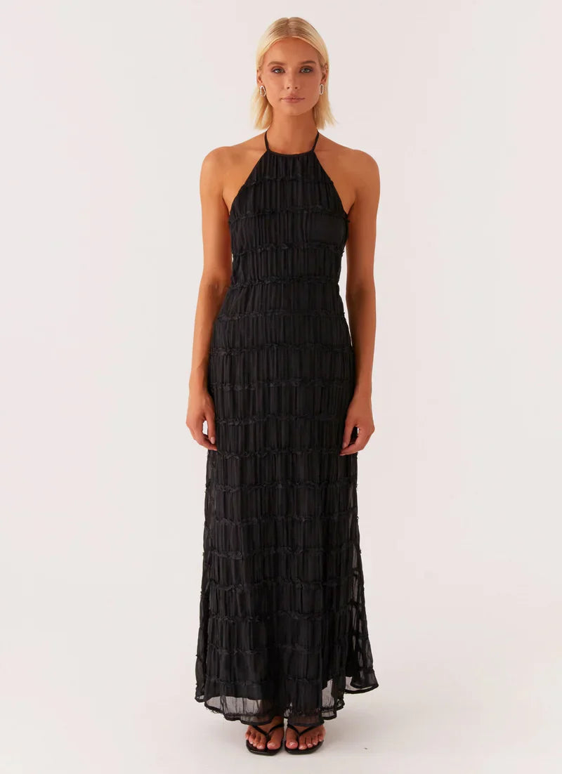 Falkenberg | Vestido Largo Con Textura Y Cuello Halter