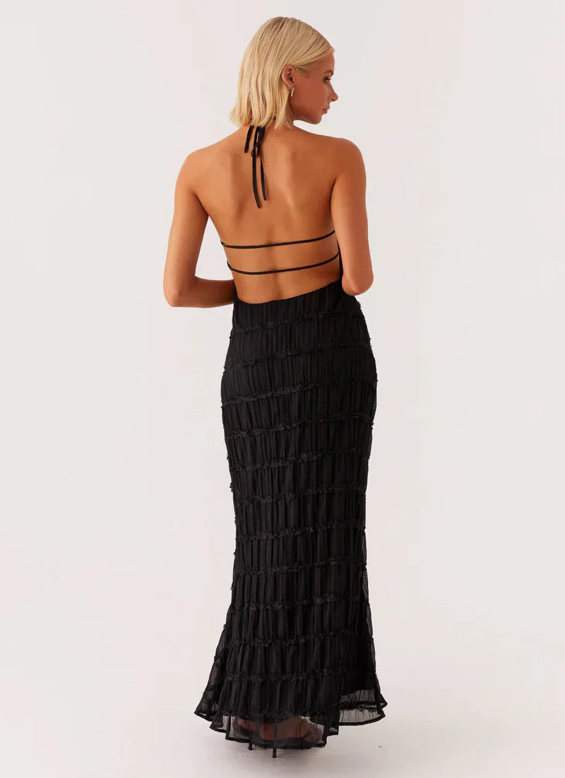 Falkenberg | Vestido Largo Con Textura Y Cuello Halter