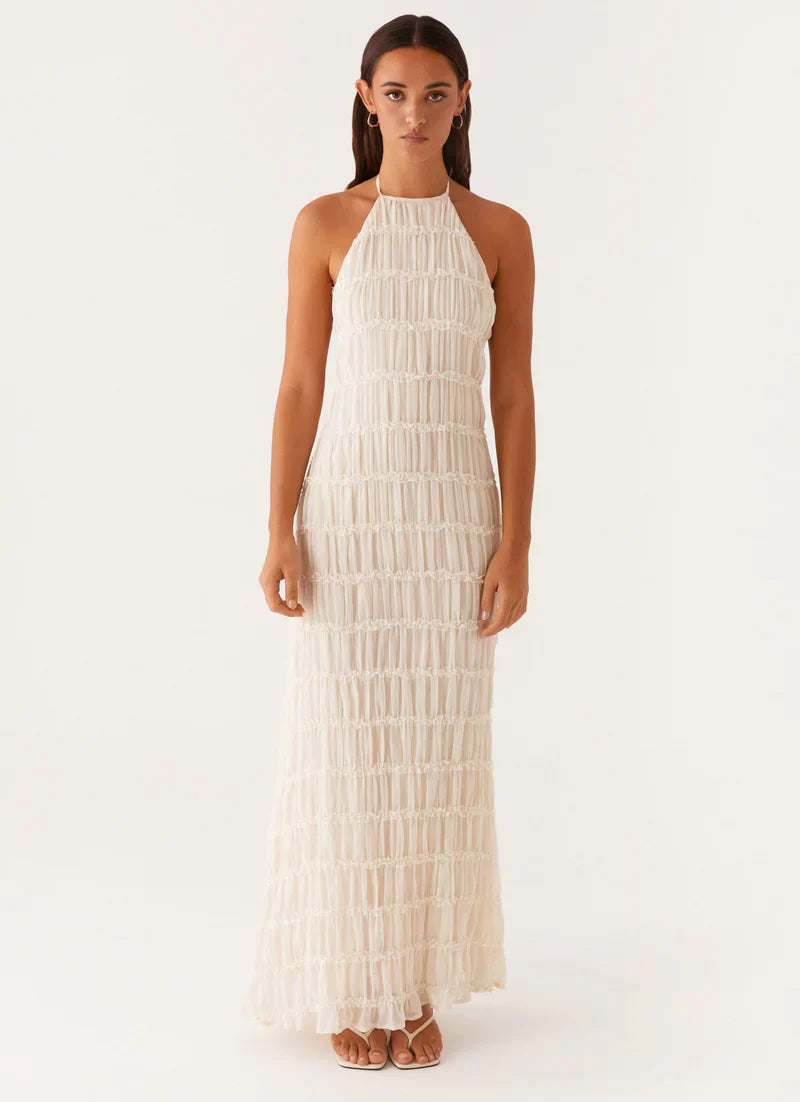 Falkenberg | Vestido Largo Con Textura Y Cuello Halter