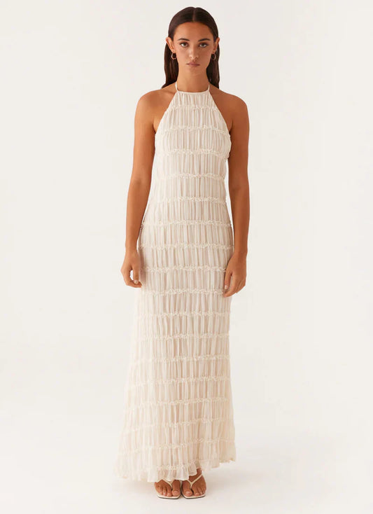 Falkenberg | Vestido Largo Con Textura Y Cuello Halter