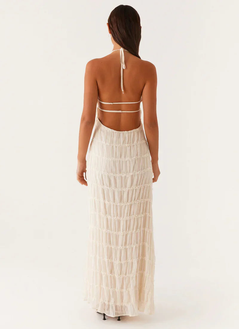 Falkenberg | Vestido Largo Con Textura Y Cuello Halter