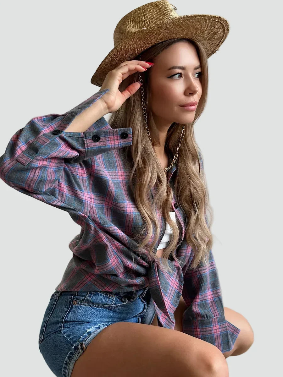 Talienuxa | Blusa de Franela Oversized con Cuadros