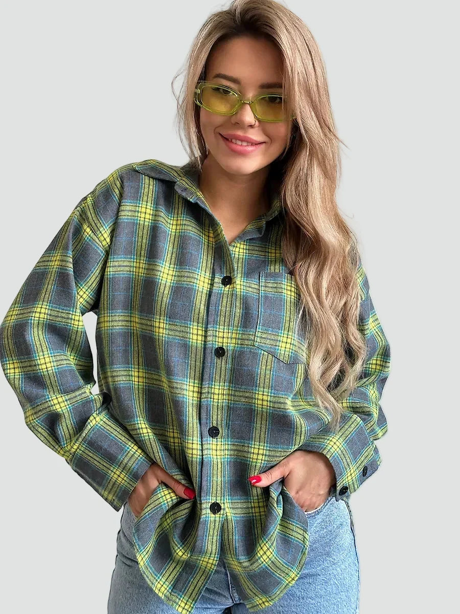 Talienuxa | Blusa de Franela Oversized con Cuadros