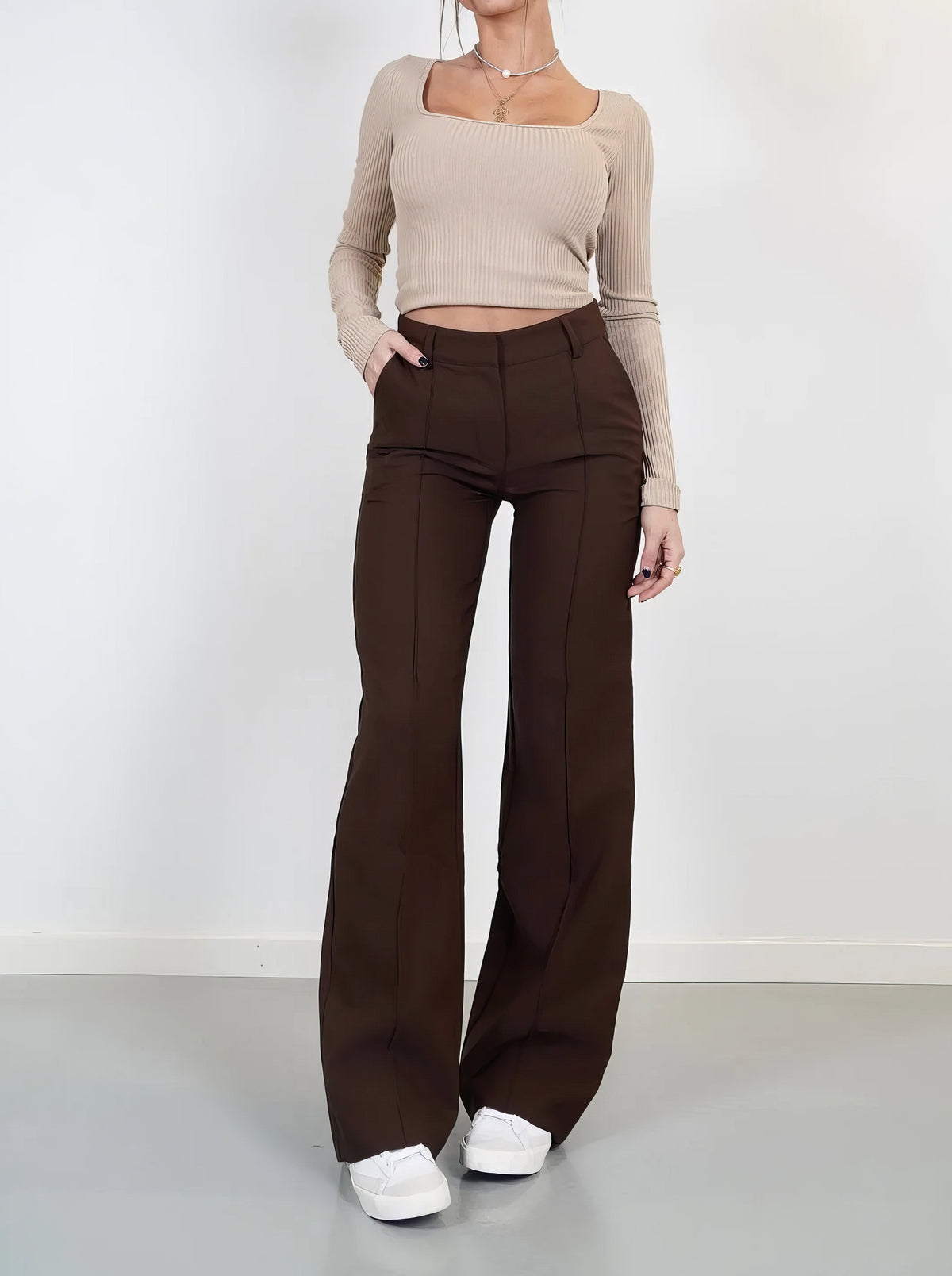Lumazone | Pantalones de Pierna Recta de Cintura Alta