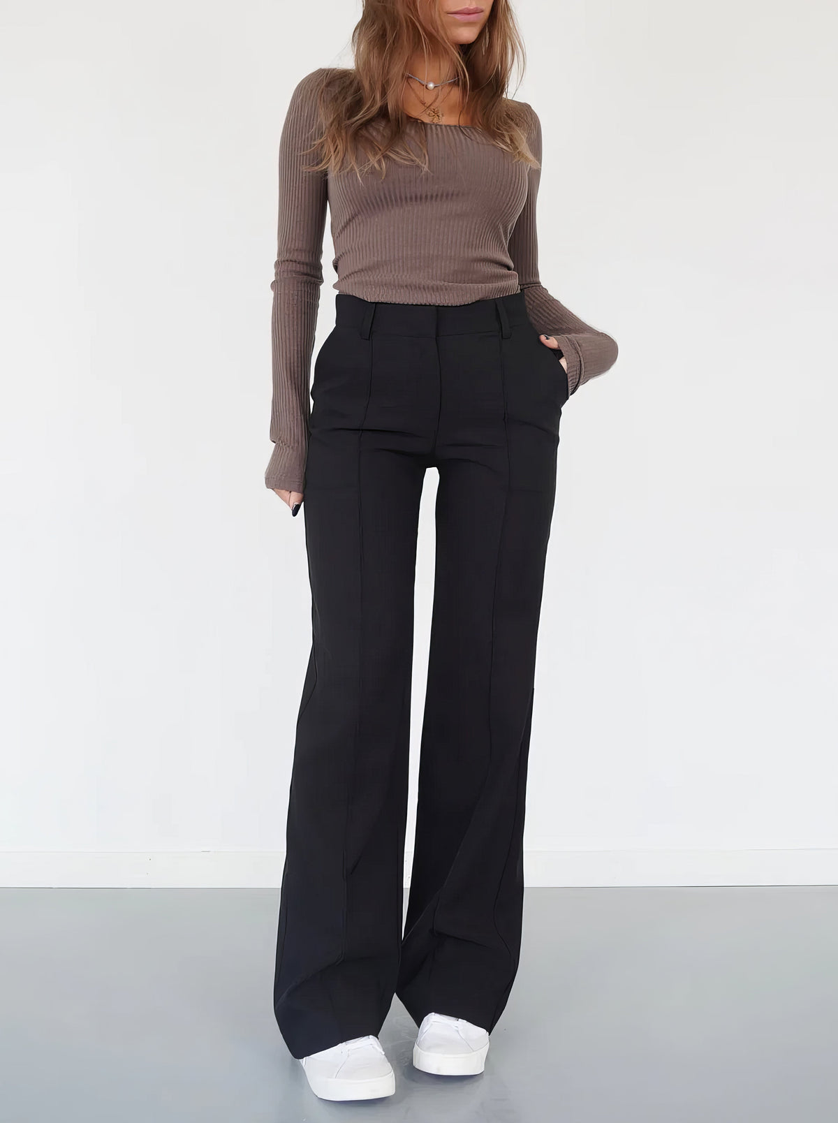 Lumazone | Pantalones de Pierna Recta de Cintura Alta